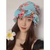 Womens Swim Cap for Long Hair Cute Korean Style Colorful Fabric Design Elegant Beach Photography Hot Spring Swimming Cap