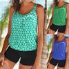2023 Polka Dot Plus Size Women's Conservative Split Swimsuit