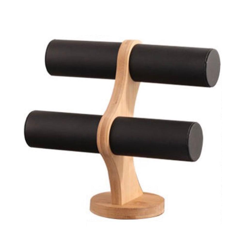 Table Top Wooden Holder 2 Tiers Bracelets Rack Watch Storage Bangle Organizer чёрный