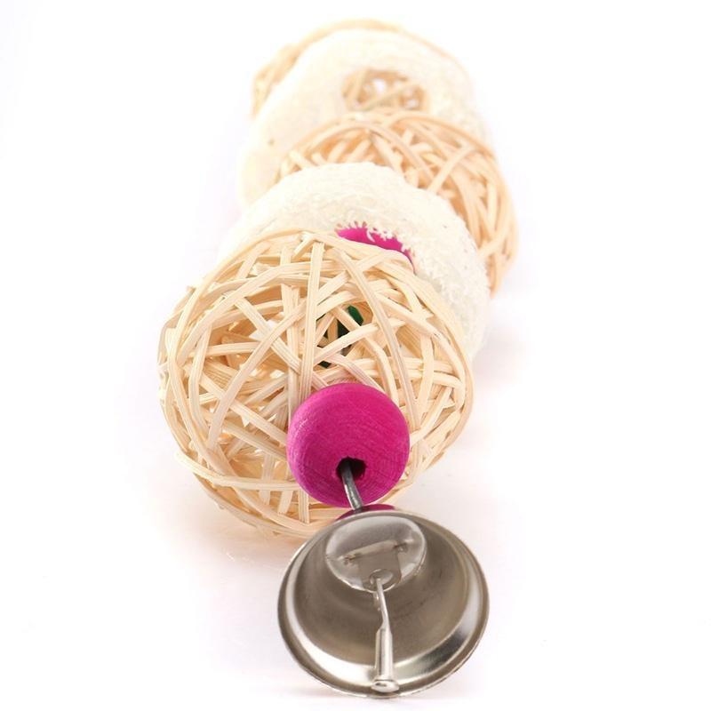 Bird Pet Bites Toy Parrot Macaw Luffa Bell Swing Scratcher Climb Toys Cockatiel