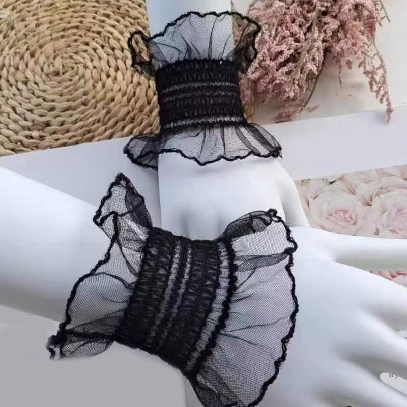 Cosplay Maid Elastic Decorative Wrist Cuffs All-match Detachable Cuffs for Girls