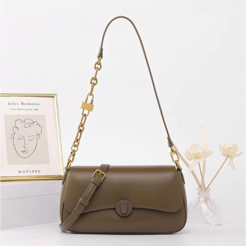 

Leather bag new spring and summer retro bag women s underarm bag high-end niche design shoulder messenger bag серый