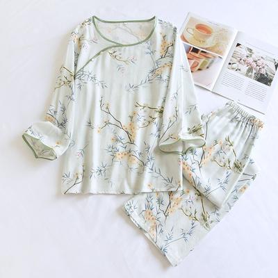 2026 Neues Damen Frühling/Sommer Pyjama-Set mit Satin Viskose Weich 7-in-1 Ärmel und 9-in-1 Hose Zweiteilig Hauskleidung Damen