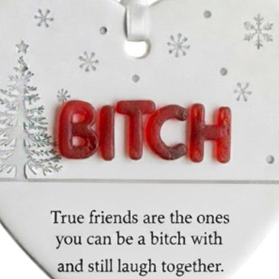 Funny Friendship Christmas Ornament Heart-Shaped Hanging Decoration for Xmas Tree Decor Humorous Gift for Friends