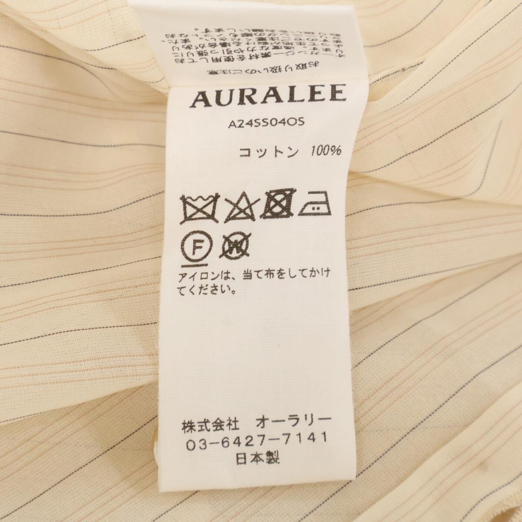 AURALEE A24Stainless Steel04OS HARD TWIST FINX ORGANDY STRIPE SHIRT tops 0 beige stripeUsed