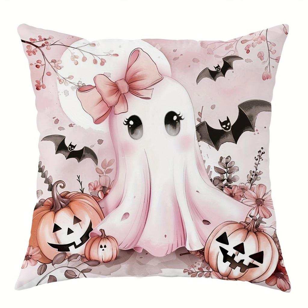 Halloween Decorative Pillowcases Ghost Pumpkin Spider Web Bat Trick or Treat Pillowcase Bedroom Living Room Sofa Cushion Cover
