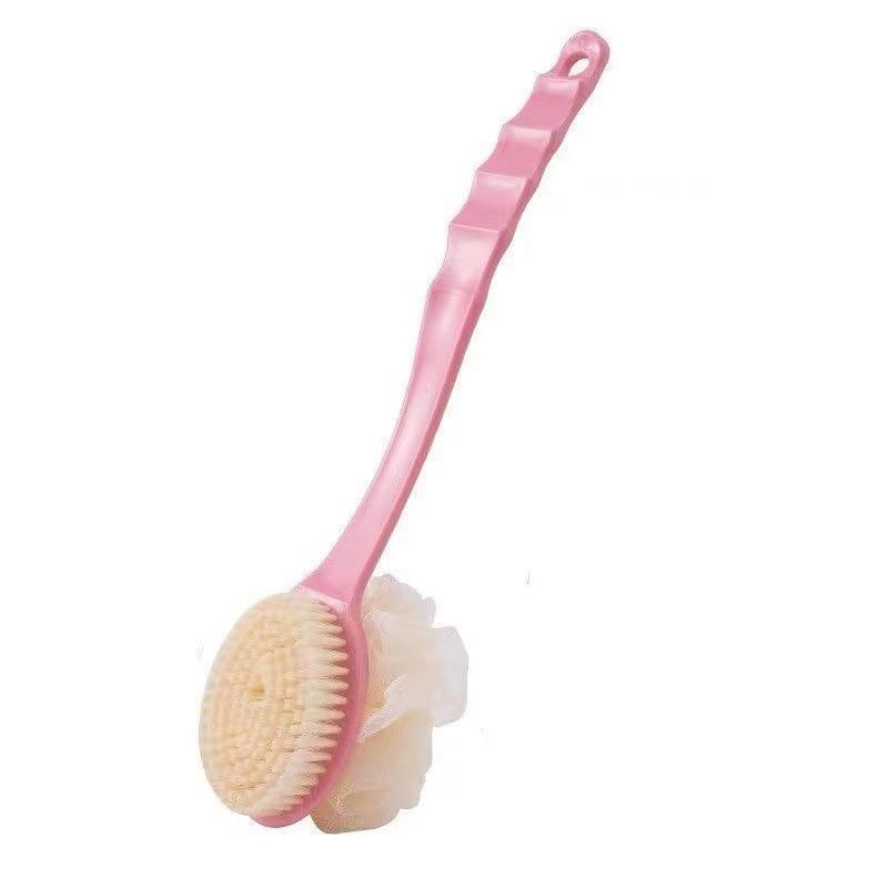 Dual-Sided Long Handle Bath Brush with Soft Bristles for Easy Back Scrubbing and Exfoliation