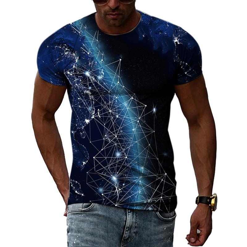Letní móda Kreativní obrázek Pánské tričko Potištěné personalizované technologické prvky Vyrobeno v Číně Top s kulatým výstřihem a krátkým rukávem