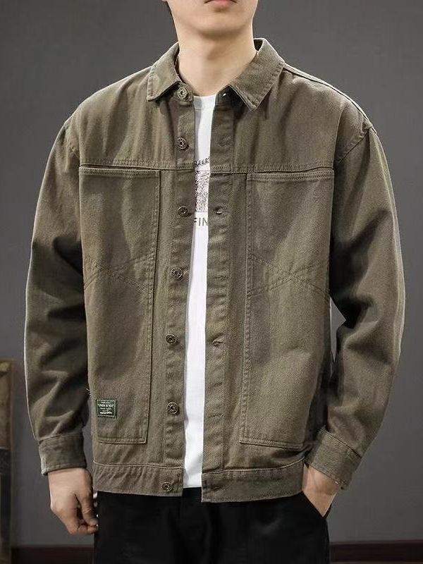 Men's 2025 Retro Workwear Casual Lapel Jacket - Japanese Style Autumn Shirt