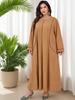 Rochie lungă largă pentru femei din Orientul Mijlociu, mărimi mari - Nouă, cu gât rotund, mânecă lungă, ascunde imperfecțiunile, subțiază, stil temperat pentru primăvară și toamnă