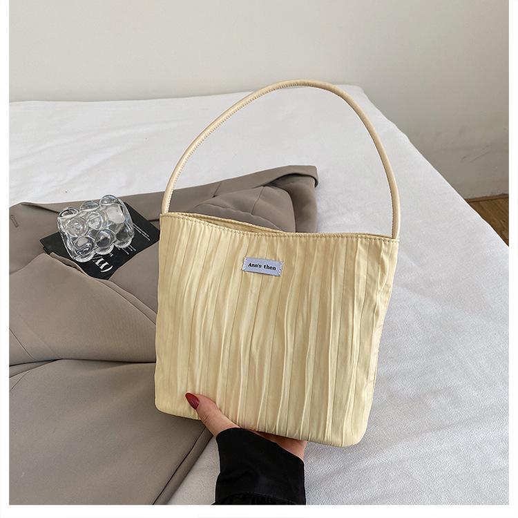 

Повседневная студенческая сумка через плечо большой вместимости, простая парусиновая сумка-тоут, плиссированная сумка-тоут для поездок на работу