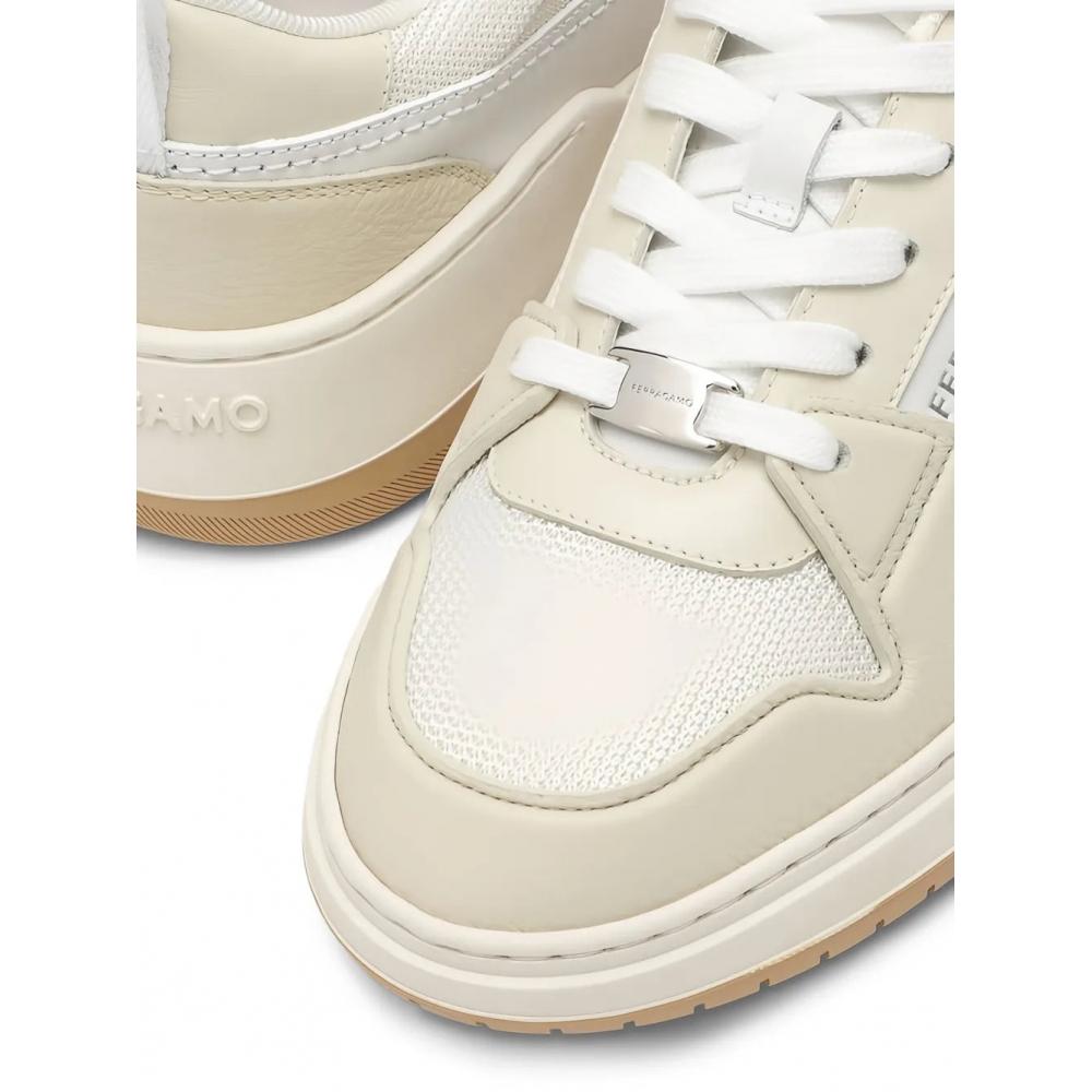 Salvatore Ferragamo Ferragamo Leather Panelled Sneakers White
