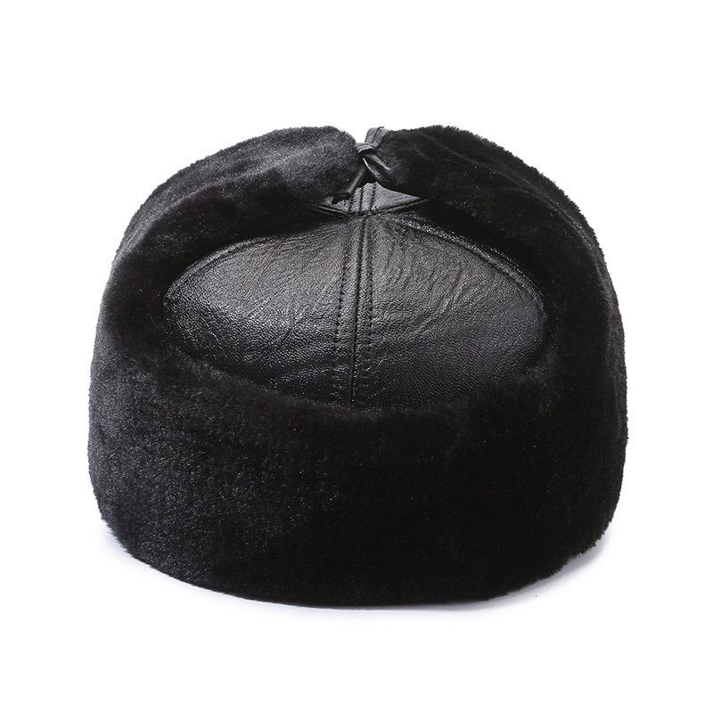 Herre Vinter PU Skinn Øreklaff Baseballcaps - Varm Bomullshatt for Menn i Middelalderen.