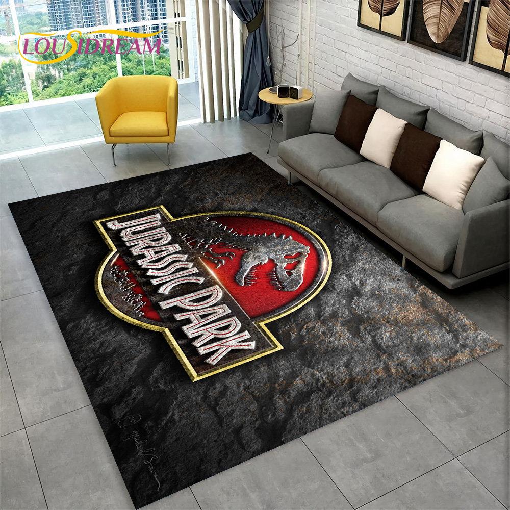 3D Cartoon Jurassic Park Dinosaur Area Rug Large,Carpet Rug for Living Room Bedroom Sofa Doormat Decor,Child Non-slip Floor Mat
