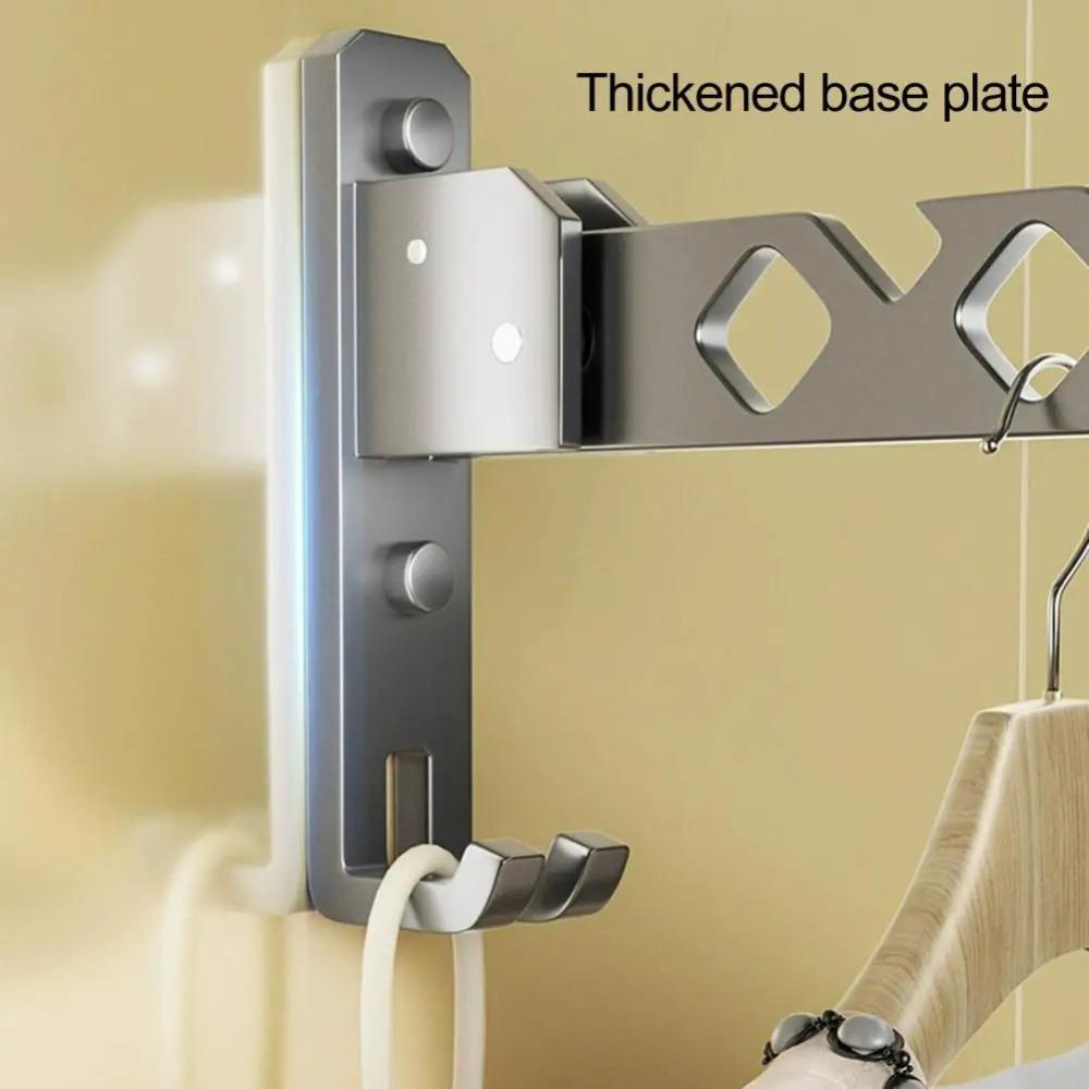 Foldable Clothes Drying Rack Single Lever Indoor Clothes Drying Pole Wall-mounted Hanger Holder