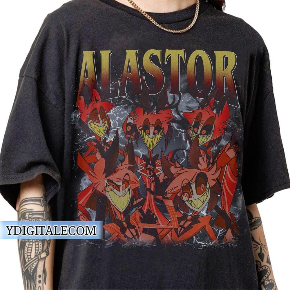 Винтажная футболка унисекс в графическом стиле 90-х с Аластором из Hazbin Hotel, футболка Аластор Hazbin Hotel XXL