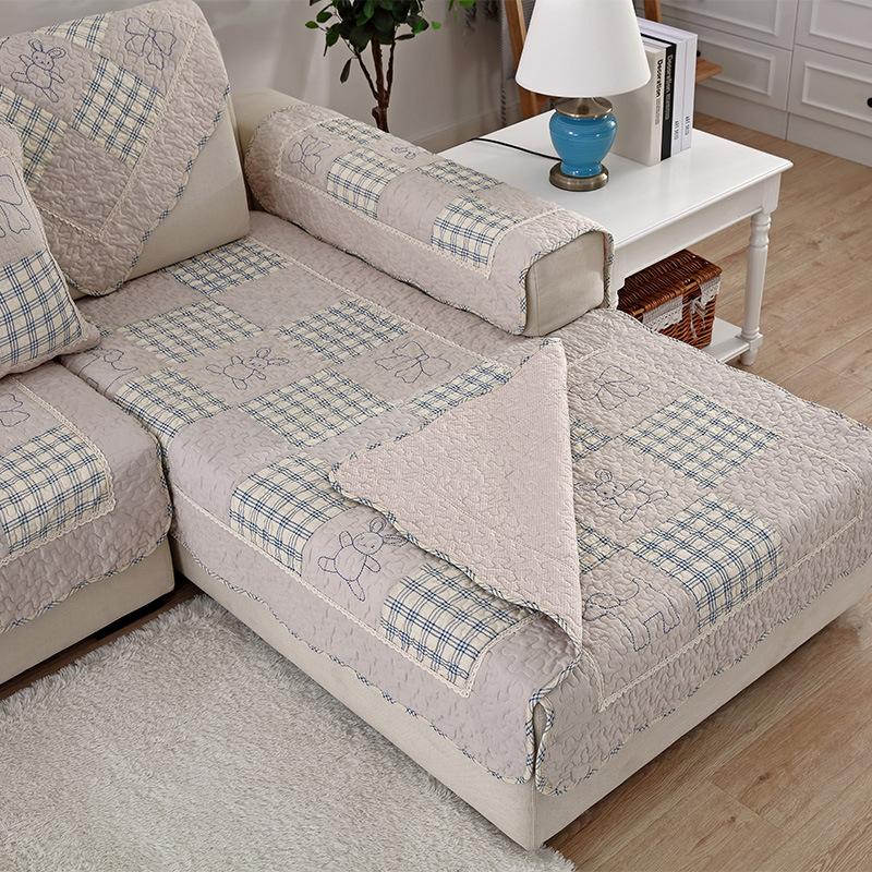 Pastoral Patchwork Fashion Home Cotton Sofa Cushion Fabric Quilted Non-Slip Sofa Cushion Cushion Covers