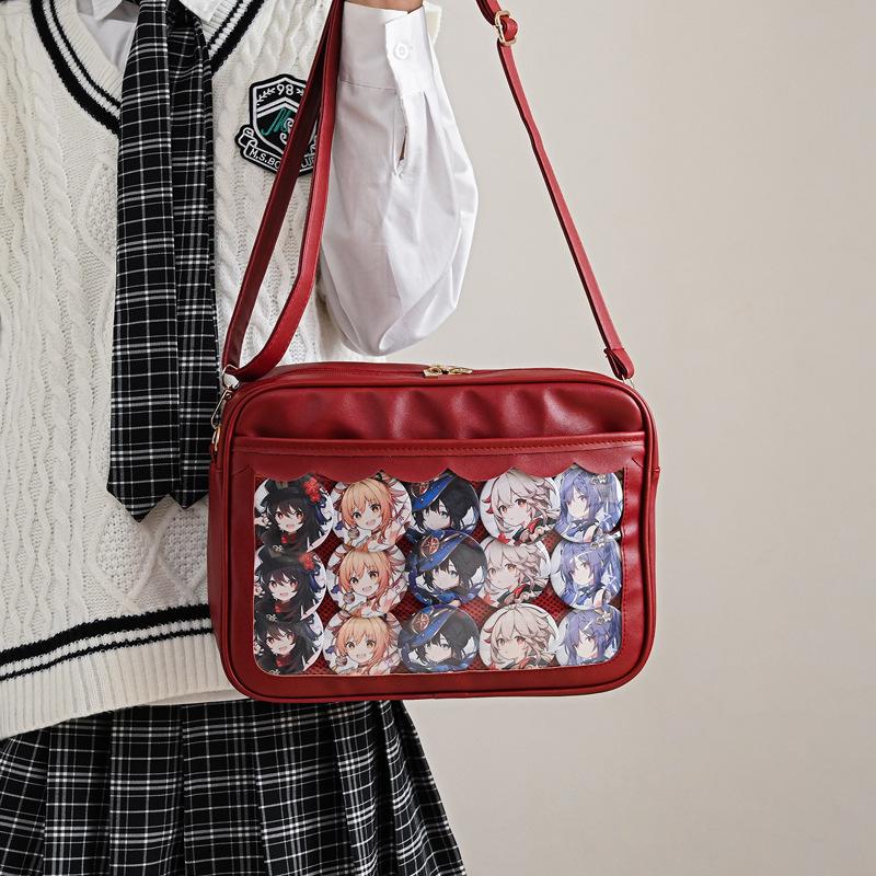 Bag female transparent pain bag Japanese girl jk handbag student contrasting color one shoulder messenger bag fresh girl style