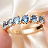 A Ring Inlaid with a Round Blue Synthetic Zircon for Women, Simple, Elegant, Classic, Exquisite, Fashionable, Luxurious, Unique, Versatile, and
