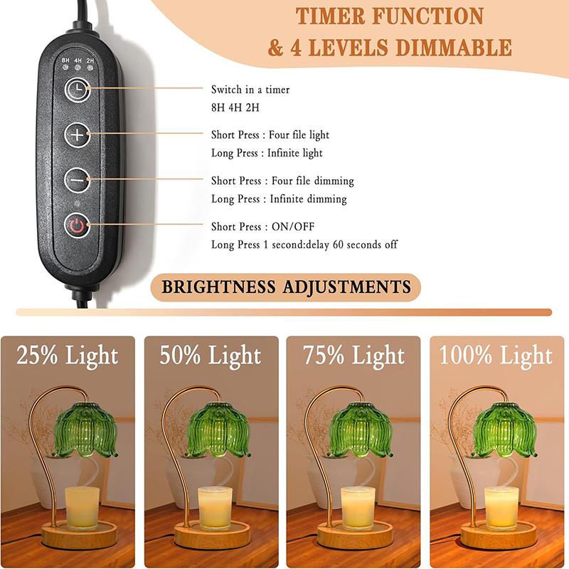 Nordische Glas-Kerzenwärmer-Lampe Schlafzimmer-Atmosphärenwärmer-Lampe Retro-Lampe Kerzenteller Nachtlicht Schreibtisch-Dekoration Heimdekoration