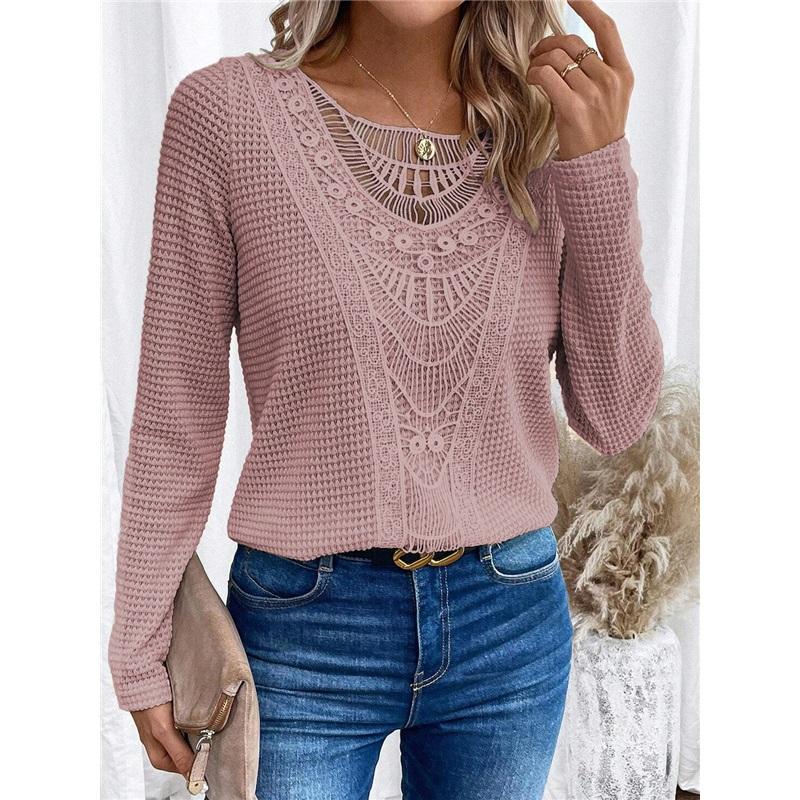 

Кружевная футболка с длинным рукавом XXL розовый