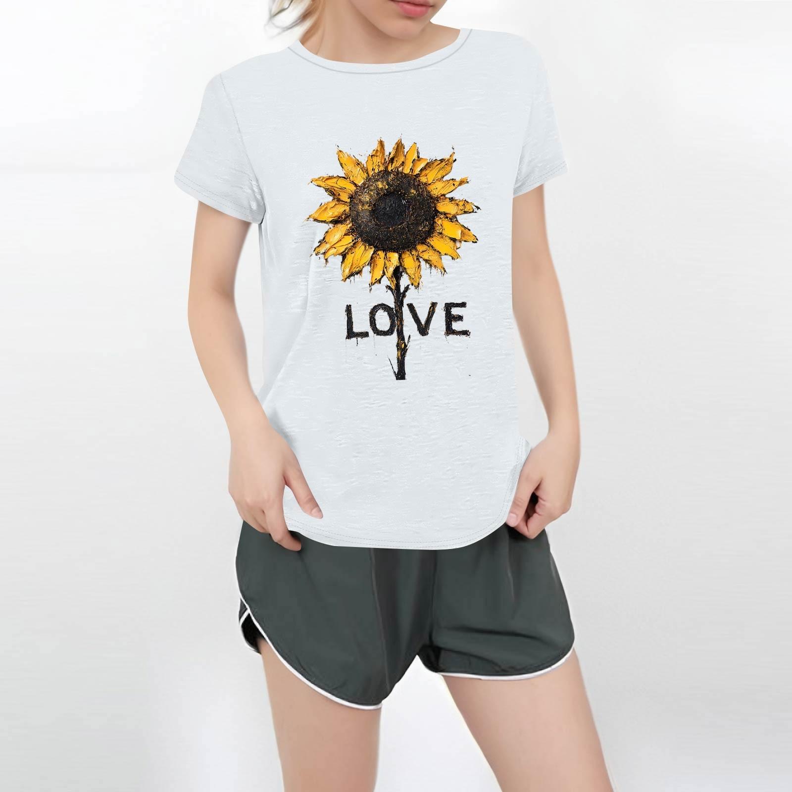 

Жіноча повсякденна футболка з круглим вирізом і короткими рукавами XL білий