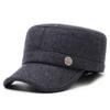 Middle-aged and Elderly Men's Hat Fleece-linedheattech Five-star Woolen Flat-top Hat with Upturned Brim Grandpa Ear Protection Cotton Hat for Men