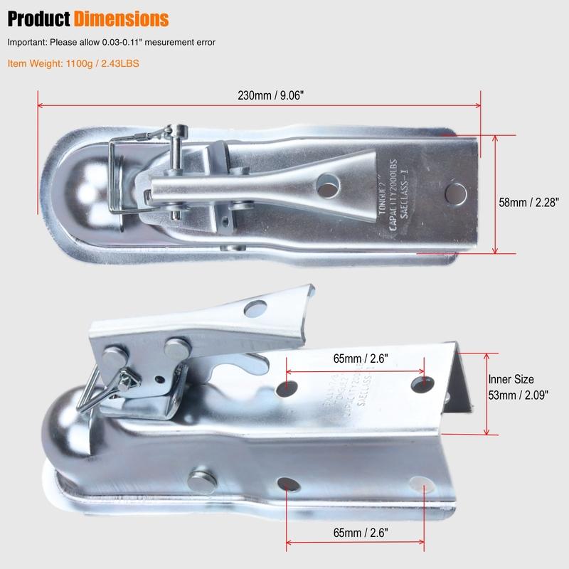 Trailer Hitch Ball Tow Hook Duty with Mounting Kit for SUV Truck Towing Accessories Rear Bumper Hitch Receiver Modification
