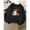 Kids Unisex Crewneck Sweatshirt, Cute Knit Hat Ghost Pumpkin Bat Halloween Print Soft Fleece Long Sleeve Pullover For Boys Girls Over 4 Years Old