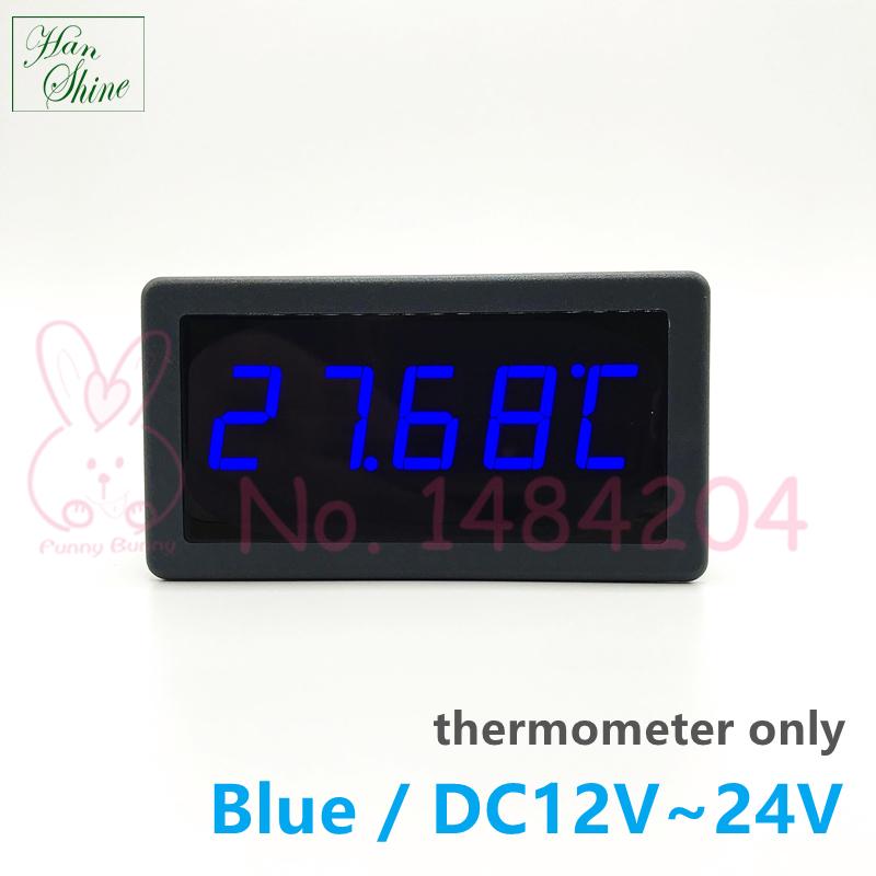 Digital Thermometer DC12V 24V / 5V Red Blue LED Temperature Display Indicator 5135T, Optional: Pt100 RTD Sensor Class A 4 Wire