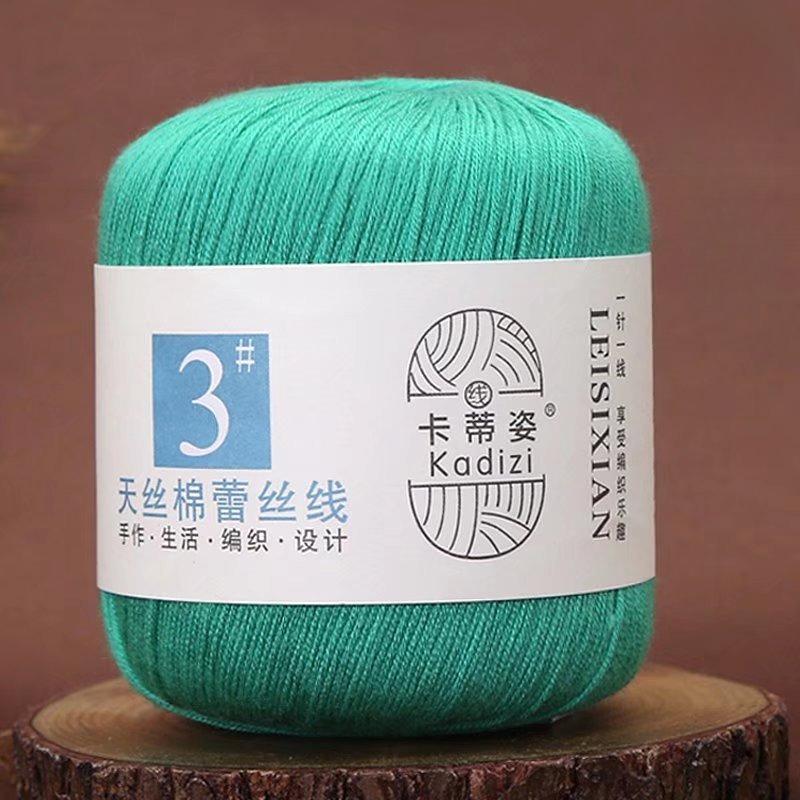 1 Rotolo Filato di Pizzo Cotone Tencel per Uncinetto Estivo & Lavori a Maglia Fai-da-Te - No. 3