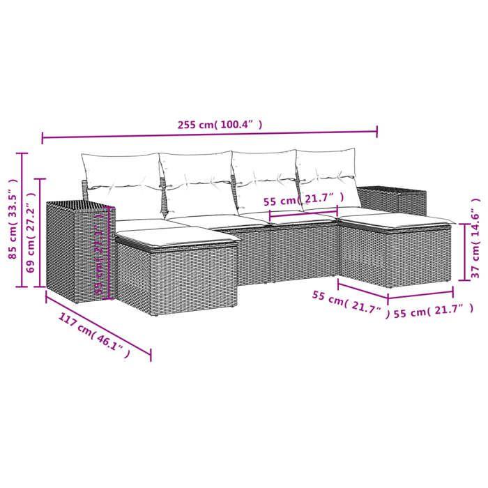 VidaXL Garden Lounge Set with Cushions 6 Pcs, Patio Sofas, Patio Furniture Set, Outdoor Furniture, Beige 3222917