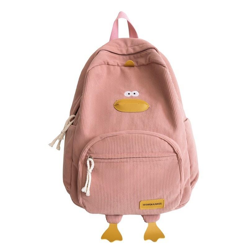 Cute Cartoon Velvet Duck Backpack For Girls Breathable School Bag High School Korean Style Shoulder Bag
