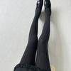 Vintage Chain Twist Striped Pattern Cotton Tights for Women Breathable Leggings Spring Fall Opaque Pantyhose Stockings