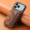 For iPhone 17 Pro Case Flower Print Leather + PC + TPU Cover with Card Holder Kickstand