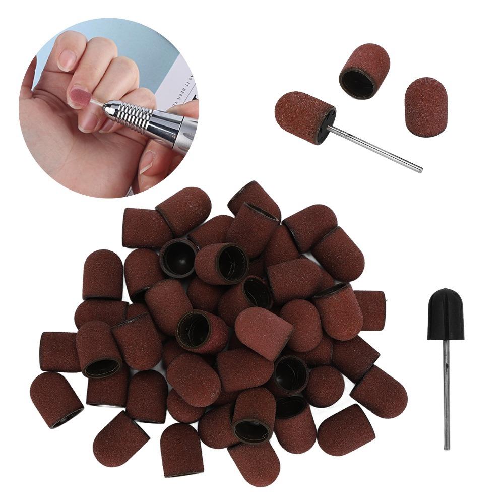 50 Pieces Set 80# Grit Nail Sanding Bands Replacement Bands Nail Polishing Heads For Pedicures