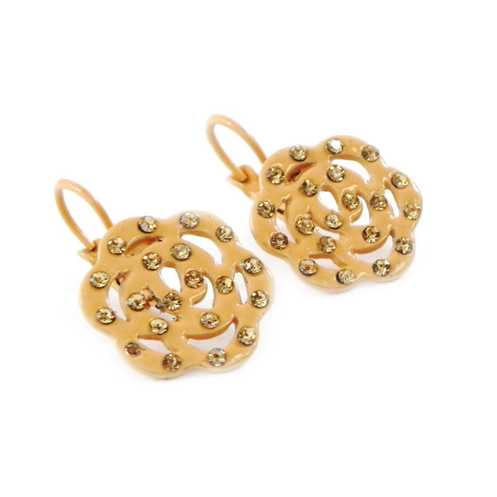 Les Trésors De Lily [H9800] - Dormeuses Créateur 'Camélia' beige