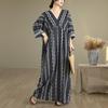 Long sleeve plus size cotton vintage Stripe new in dresses for women casual loose Maxi spring autumn dress