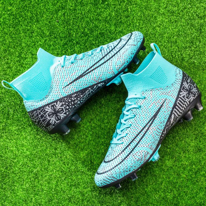 A Pair of 2025 Large-size Football Shoes, Men's High-top Youth Student Competition Training Shoes, Artificial Grass Broken Nails