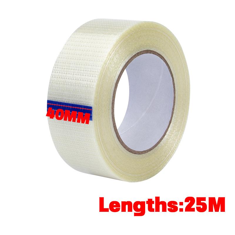 25M Strong Fiberglass Tape Heavy-duty Wear-resistant mesh Fiber Tape Transparent Single Side Adhesive Waterproof Seal Strapping