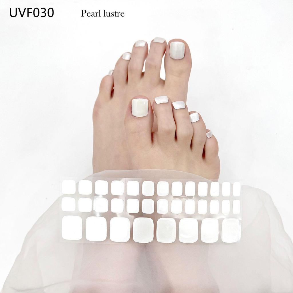 Gel Toe Nail Art Stickers - Semi-Cured UV Lamp Foot Nail Polish Stickers