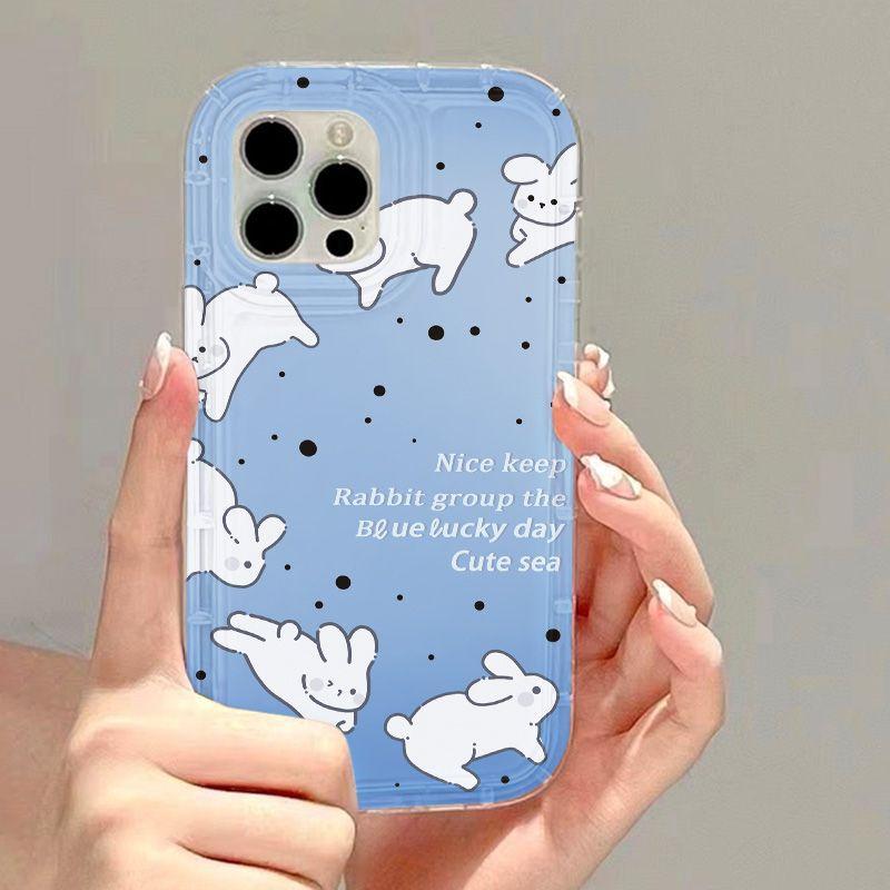 Running Rabbit with Blue Bottom Applicable to iPhone17Pormax Mobile Phone Case 16Pro Apple 12 Niche 14/15