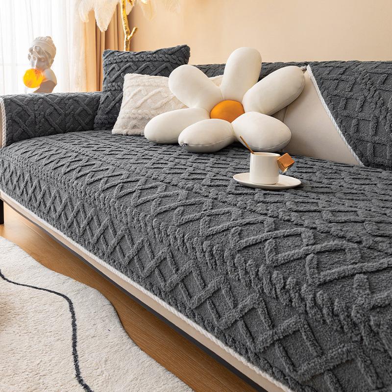 Winter Plush Sofa Cushion  Winter Thickened Non-Slip Seat Cushion Simple Modern Flannel Sofa Cover