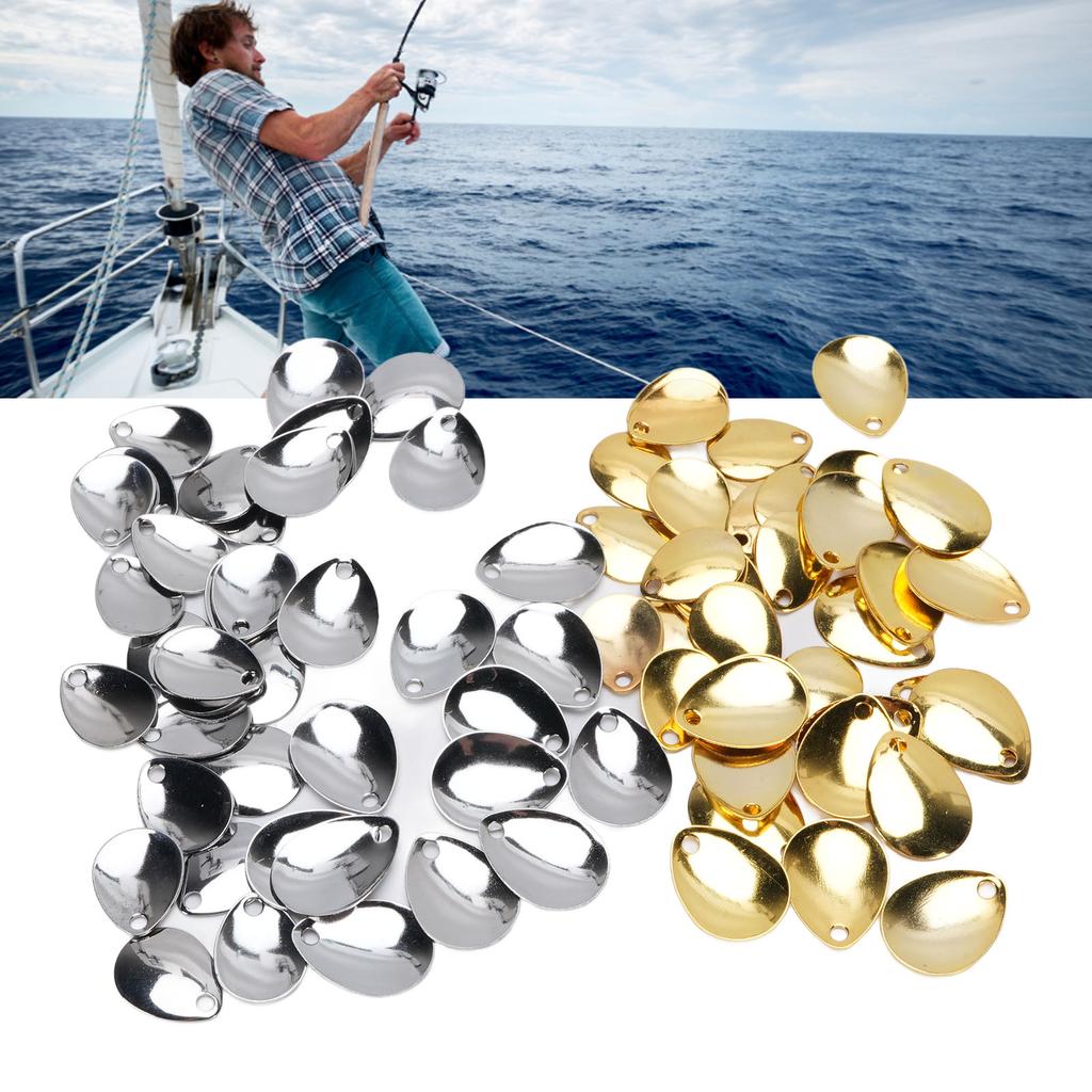 80Pcs Fishing Rotating Blades Stainless Steel Fishing Spoon Rigs for Saltwater and Freshwater Gold S