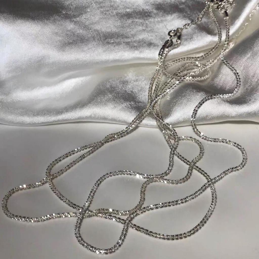 Korean Style S925 Sterling Silver Minimalist Necklace - Trendy Shimmering Italian Chain for Women
