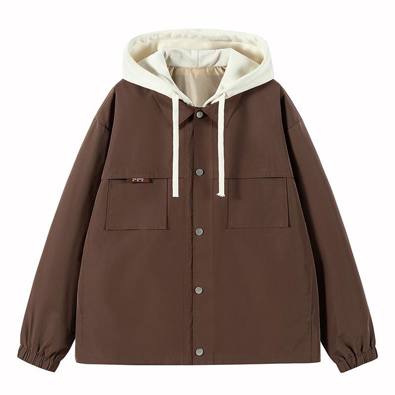 Frühlings- und Herbst-Trenchcoat-Stil Neue Frühjahrs-Fake-Zweiteiler-Jacke Lässige Herrenjacke