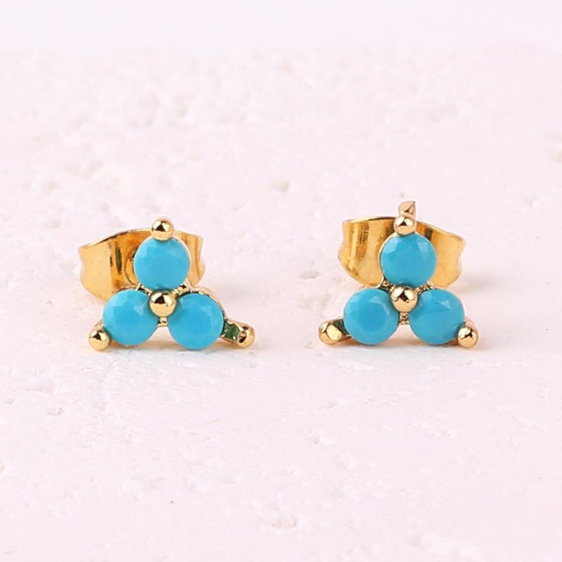 Gold Filled Stud Earrings For Women Bling Cute Color CZ Zircon Piercing Women s Earrings 2026 Fashion Jewelry Wholesale