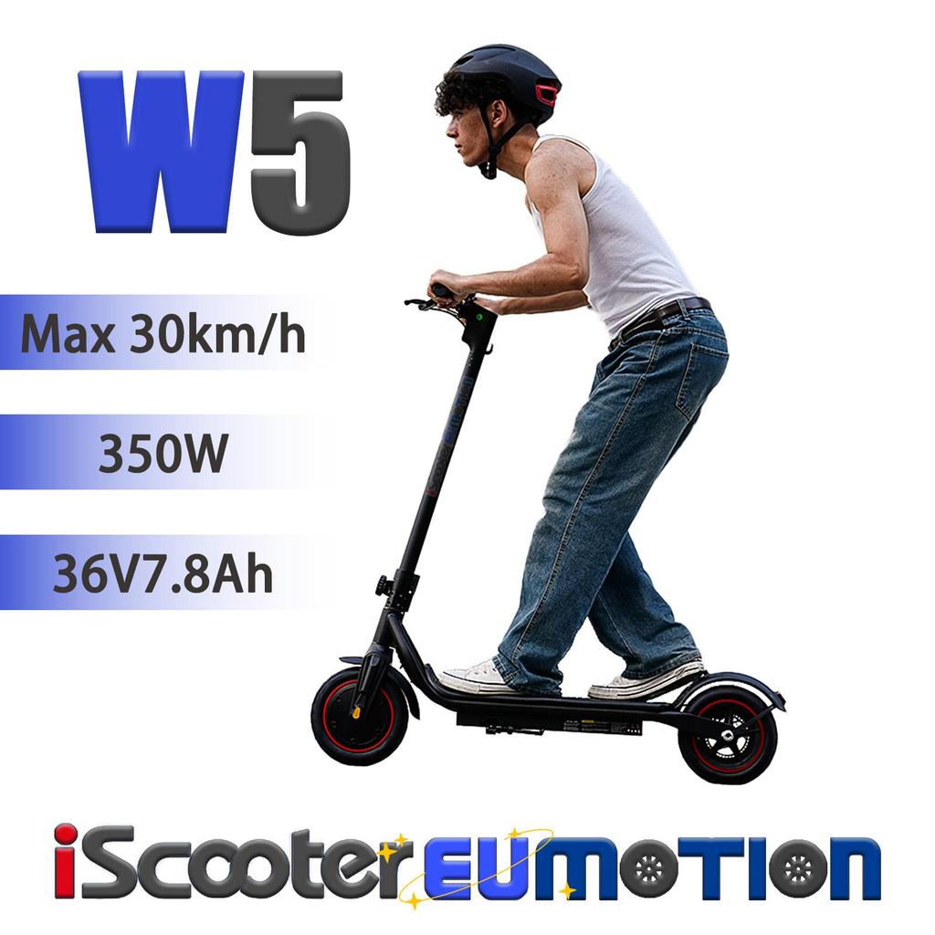 8.5" City Commuter E-Scooter with APP Control, 350W Motor, 36V7.8Ah, 30km/h Max Speed, IPX4 Waterproof, iScooter W5 Foldable Electric Scooter