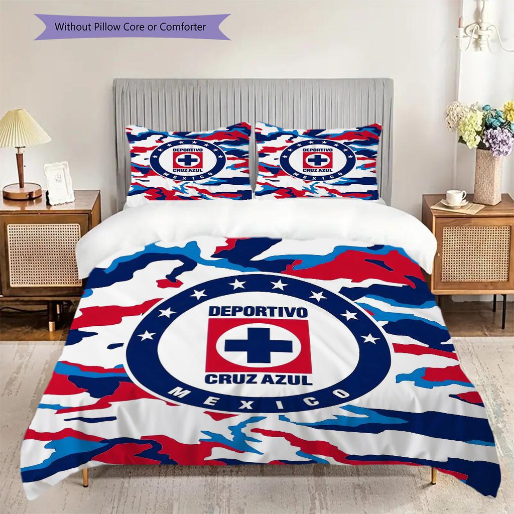 Cruz Azul Pattern Bedding Quilt Set Quilt Cover Pillowcase Home Decoration Birthday Gift (1 * duvet cover + 2 * pillowcase, without core)