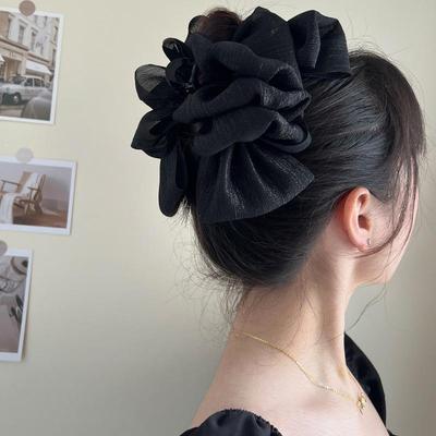 Korean Seersucker Cloud Fabric Shark Hair Clip - All-Match Bow